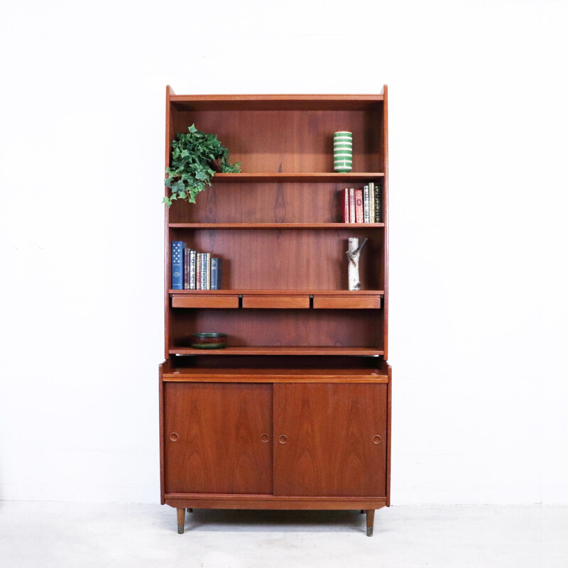 Large vintage teak bookcase, Denmark, 1960s