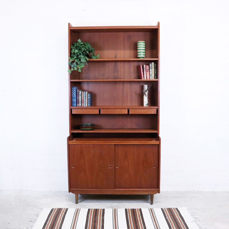 Large vintage teak bookcase, Denmark, 1960s