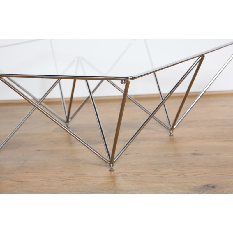 Coffee table with a large clear glass top - 1980s