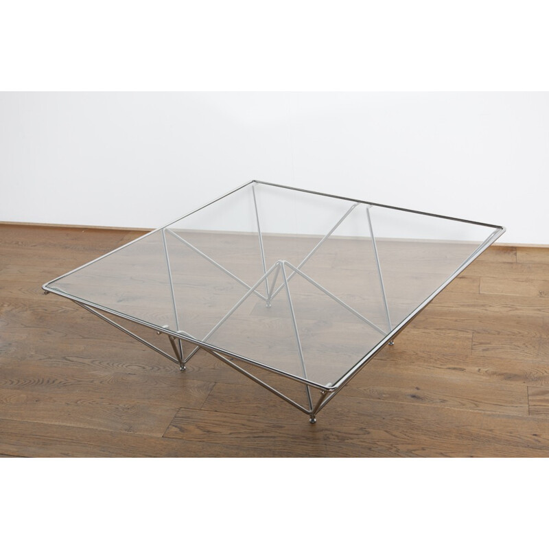 Coffee table with a large clear glass top - 1980s