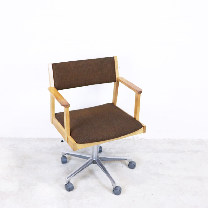 Vintage beech and fabric armchair by Møbelfabrik, Norway, 1960s