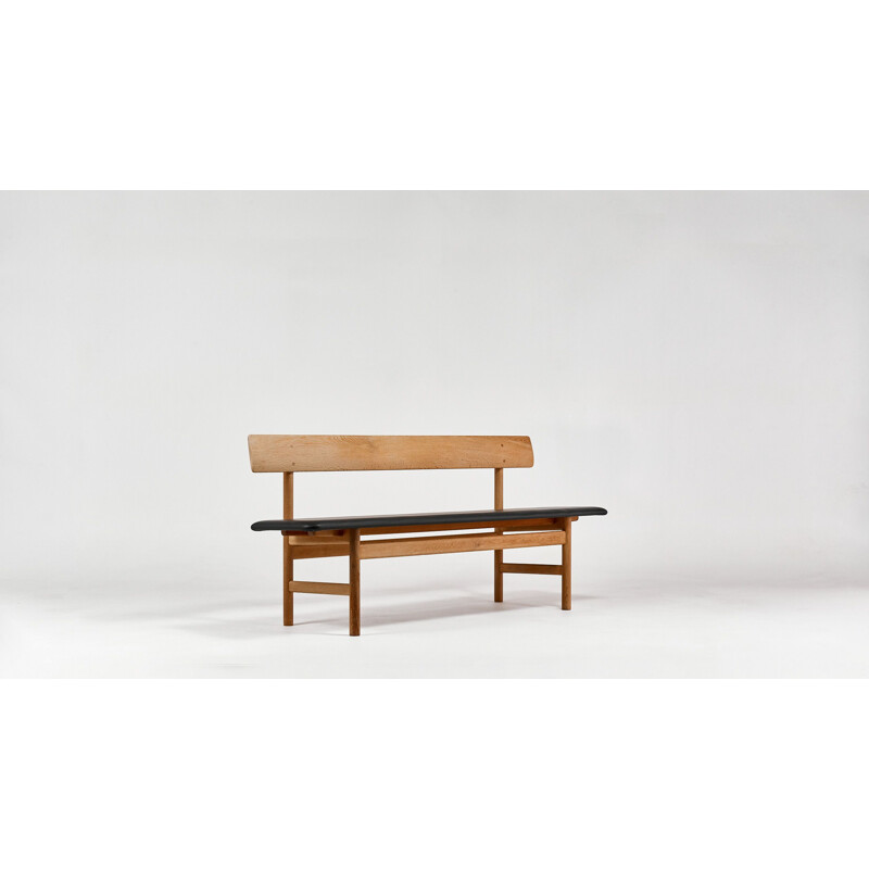 Vintage leather bench model 3171, Børge Mogensen for Fredericia, Denmark 1960