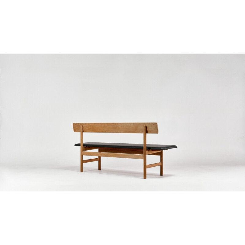 Vintage leather bench model 3171, Børge Mogensen for Fredericia, Denmark 1960