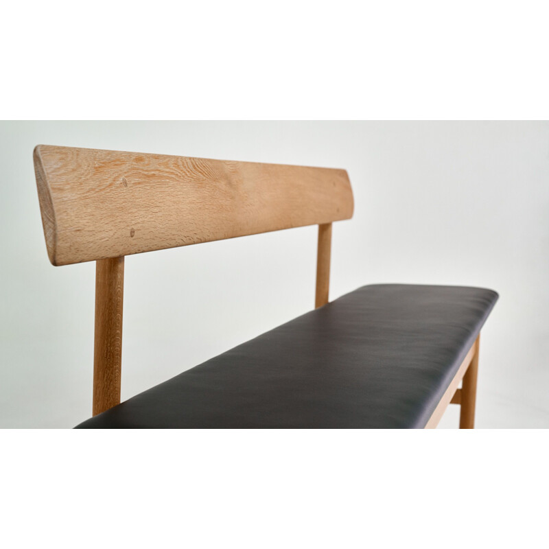 Vintage leather bench model 3171, Børge Mogensen for Fredericia, Denmark 1960