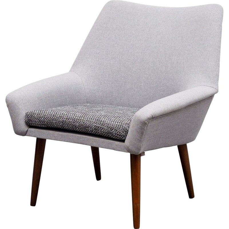 Fauteuil de cocktail vintage en tissu gris clair, 1950