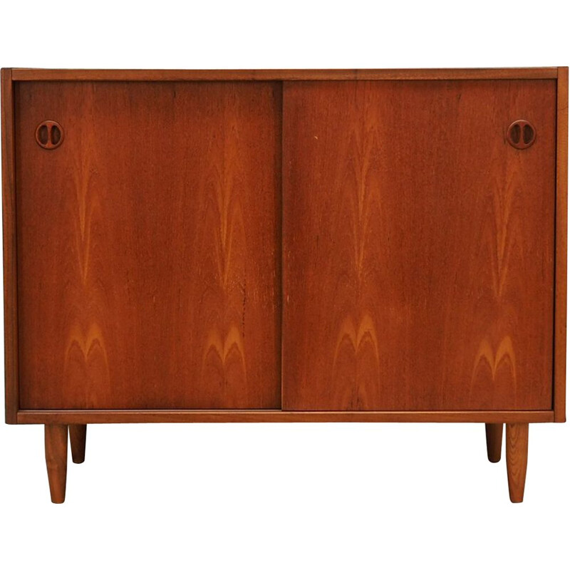 Vintage sideboard in teak veneer with sliding door, 1960-1970