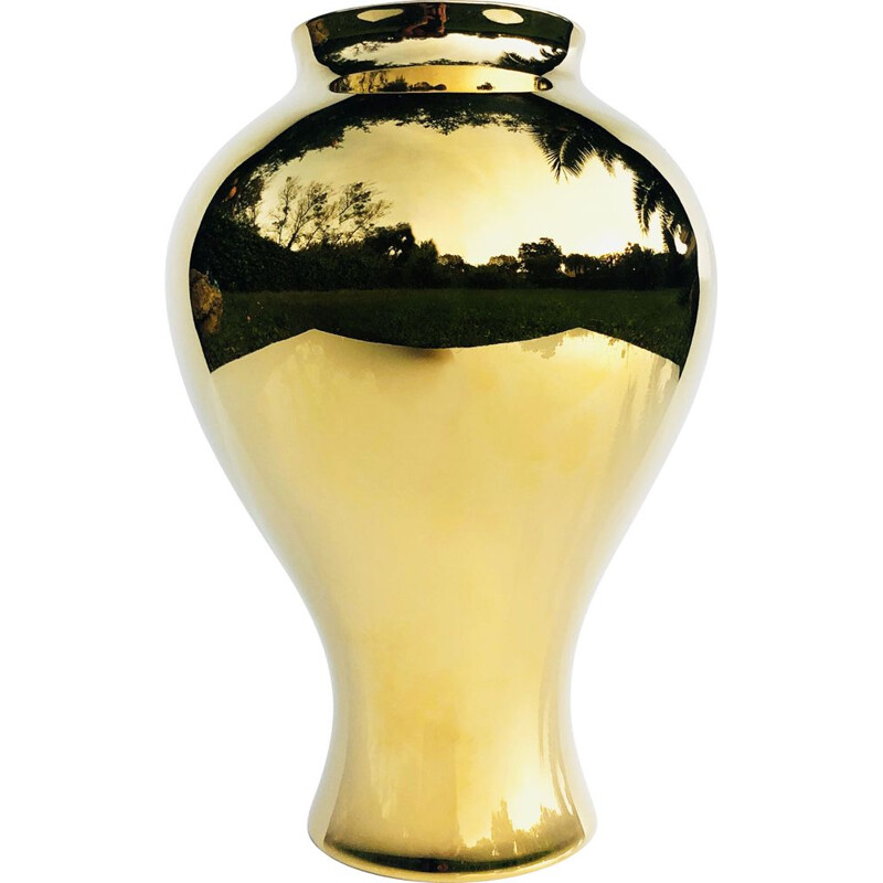 Large vintage vase in golden porcelain from Rosenthal