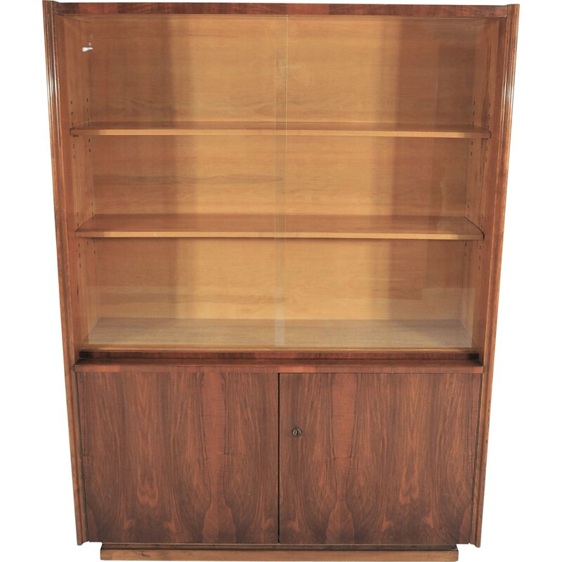 Vintage Jindřich Halabal's walnut display cabinet for UP Závoda, 1955