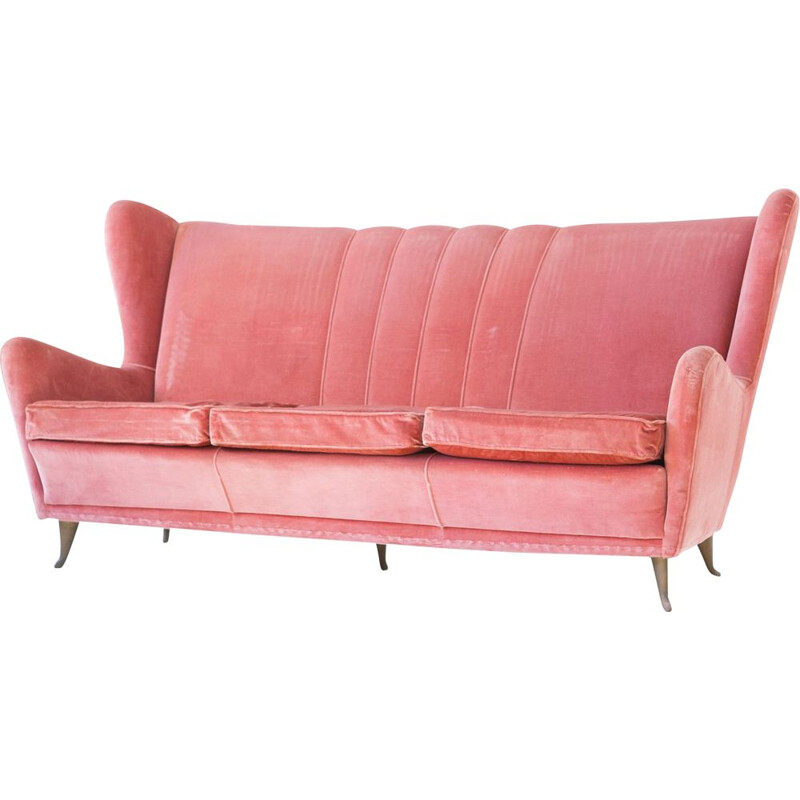 Vintage Velvet Sofa by I.S.A. Bergamo, Italy, 1950s