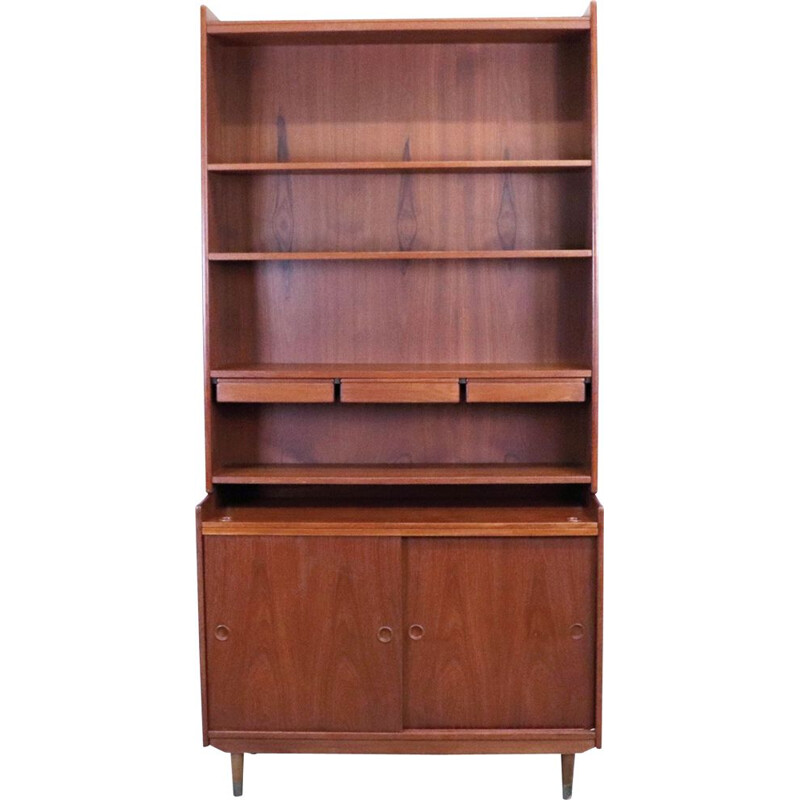 Large vintage teak bookcase, Denmark, 1960s