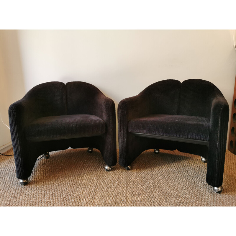Pair of vintage armchairs PS142 by Eugenio Gerli by Tecno, Italy, 1960-70s