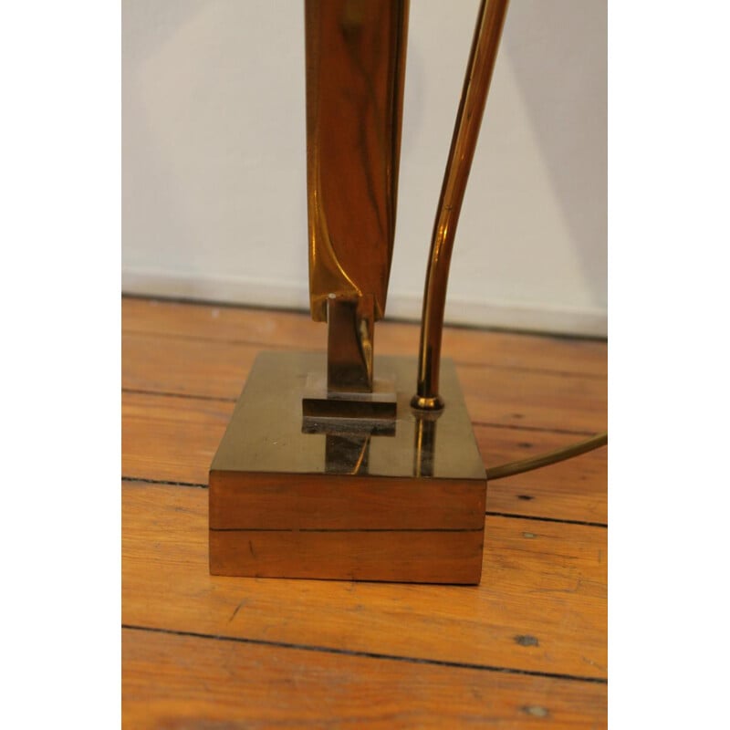 Lampe sculpturale belge en laiton, Willy DARO - 1970