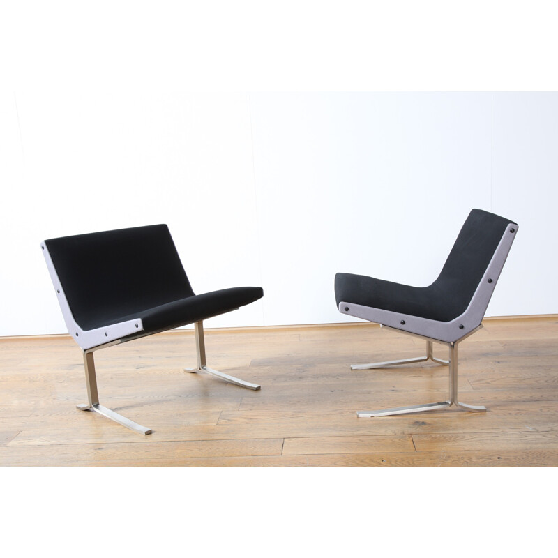 Pair of Formanova steel and fabric lounge chairs, Gianni MOSCATELLI - 1960s