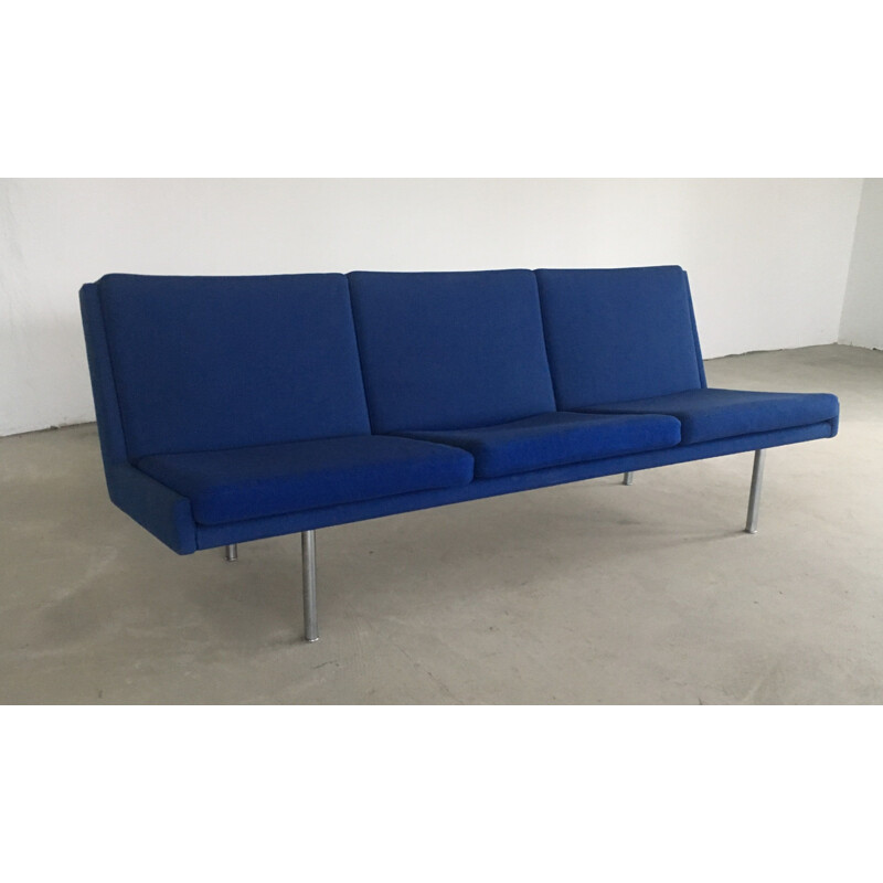 Vintage Airport Sofa in Original Blue Fabric by Hans J. Wegner for A.P. Stolen 1960s