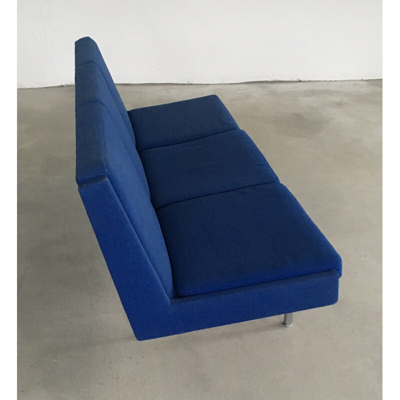Vintage Airport Sofa in Original Blue Fabric by Hans J. Wegner for A.P. Stolen 1960s