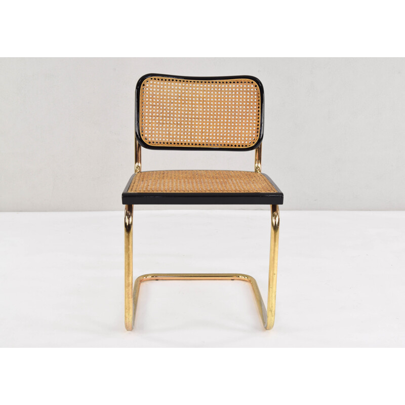 Set of 6 Vintage Modern Golden Steel Cesca Chairs of Marcel Breuer, Italy 1970