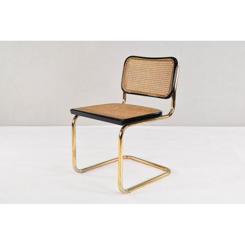 Set of 6 Vintage Modern Golden Steel Cesca Chairs of Marcel Breuer, Italy 1970