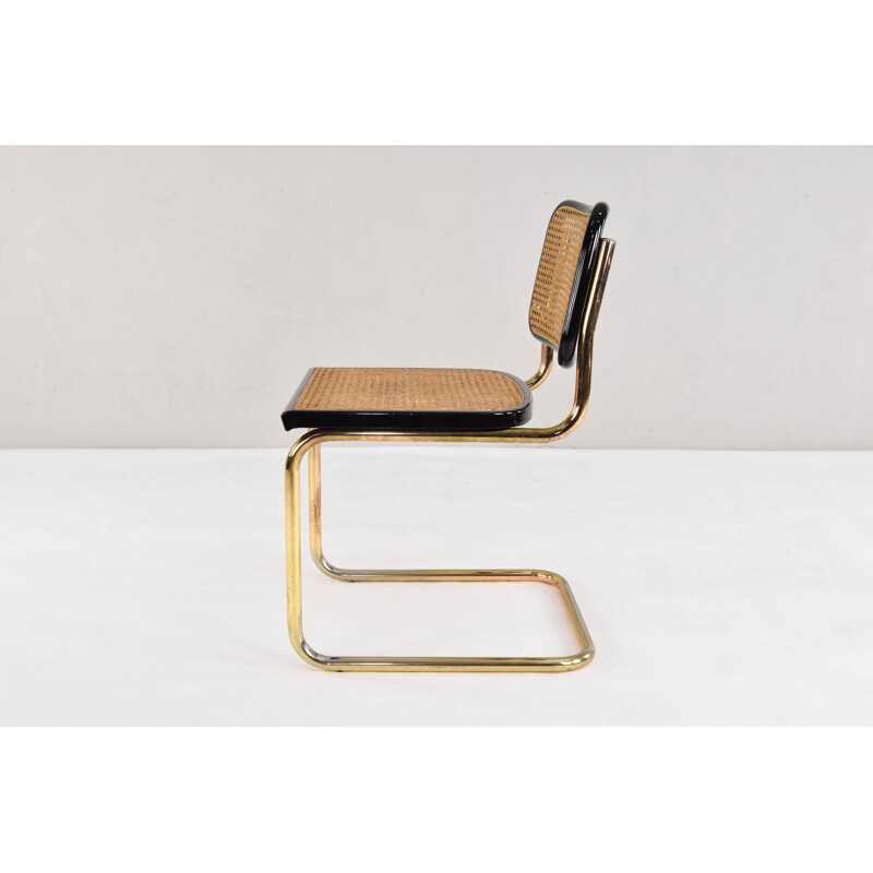 Ensemble de 6 chaises Cesca en acier doré moderne de Marcel Breuer, Italie 1970