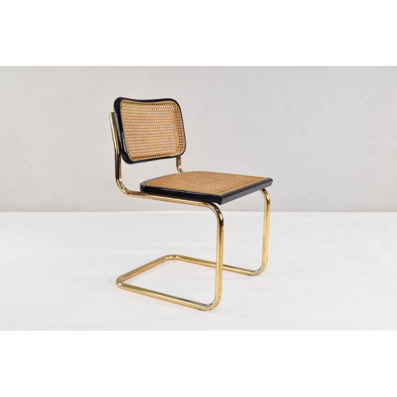 Ensemble de 6 chaises Cesca en acier doré moderne de Marcel Breuer, Italie 1970