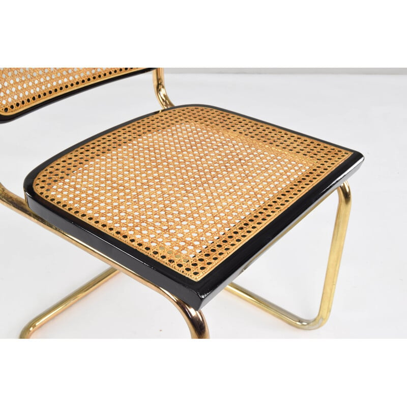 Set of 6 Vintage Modern Golden Steel Cesca Chairs of Marcel Breuer, Italy 1970