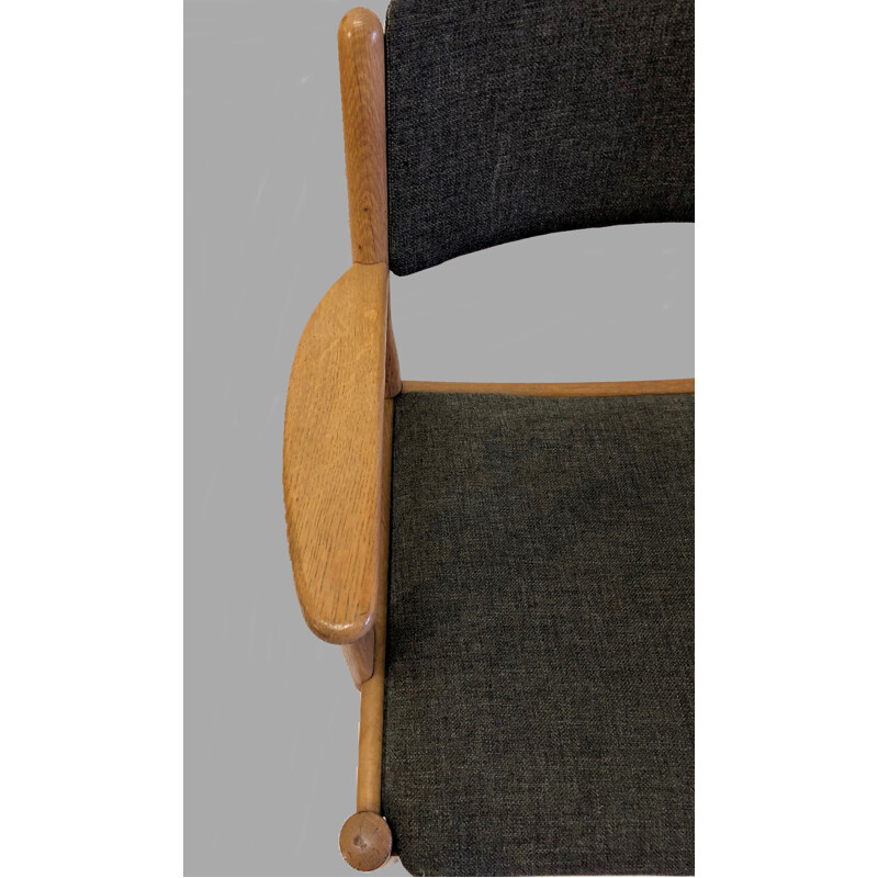 Set van twee vintage Deense Poul Volther eiken fauteuils, Inc. gestoffeerd