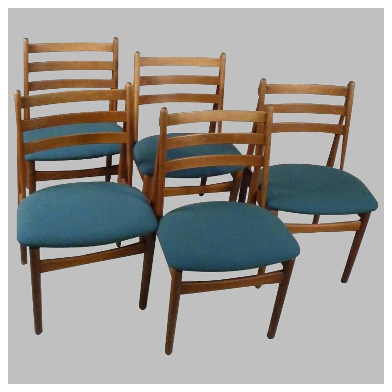 Set of Five vintage Refinished Poul Volther Dining Chairs in Oak, Inc. Reupholstery