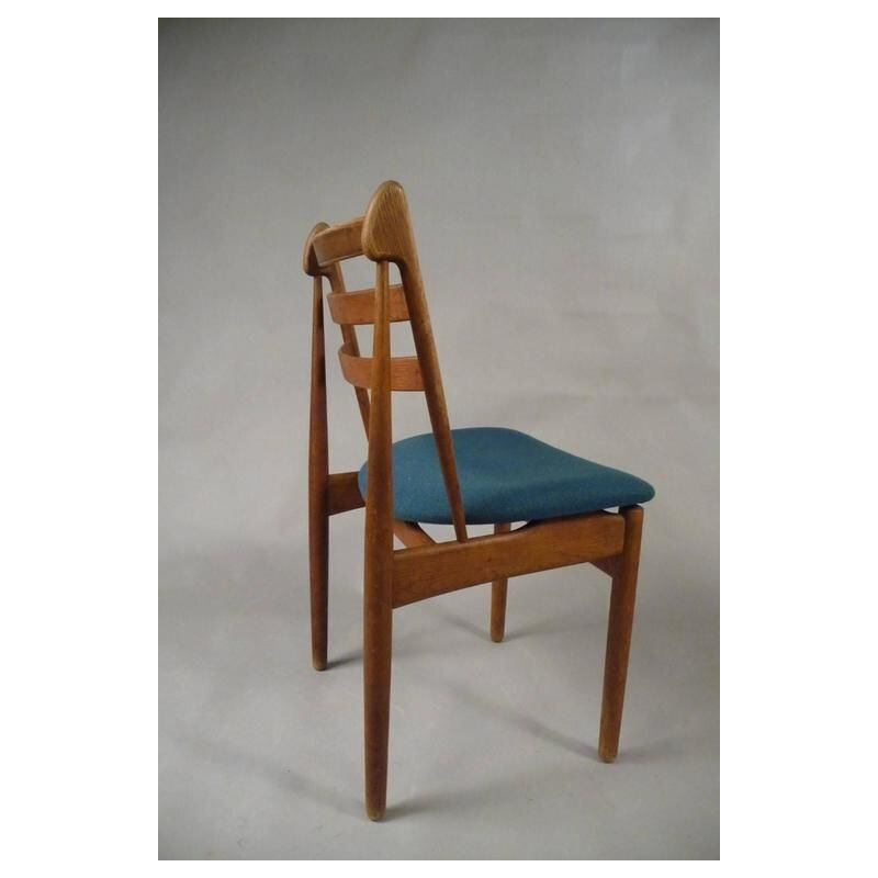 Set van vijf vintage Poul Volther eiken eetkamerstoelen, Inc. gestoffeerd