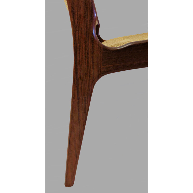 Set of Eight vintage Refinished Erik Buch Dining Chairs in Solid Teak, Inc. Reupholstery