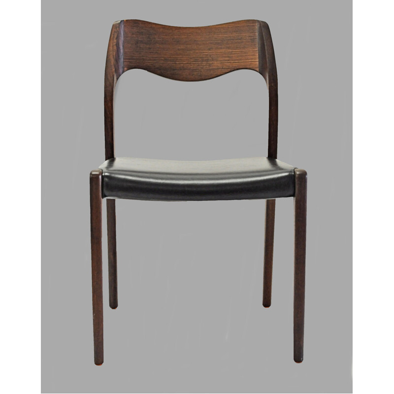 Set of 6 vintage Niels Otto Møller Twelve Refinished Teak Dining Chairs, Inc. Reupholstery