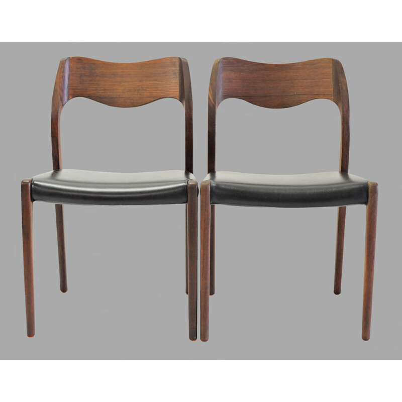 Set of 6 vintage Niels Otto Møller Twelve Refinished Teak Dining Chairs, Inc. Reupholstery