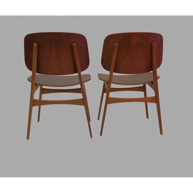 Set van twee vintage Borge Mogensen stoelen in eiken en teakhout