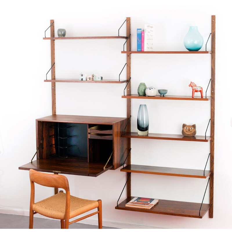 Vintage rosewood Poul Cadovius wall unit for Cado Denmark