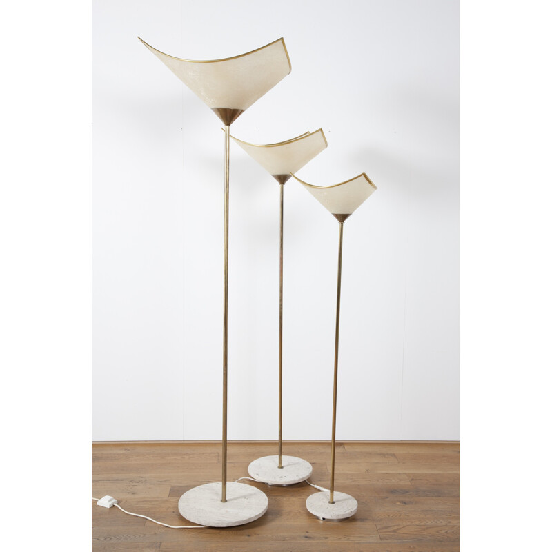 Set of 3 Produzione Ricerca Design floor lamps in fiberglass and marble - 1970s