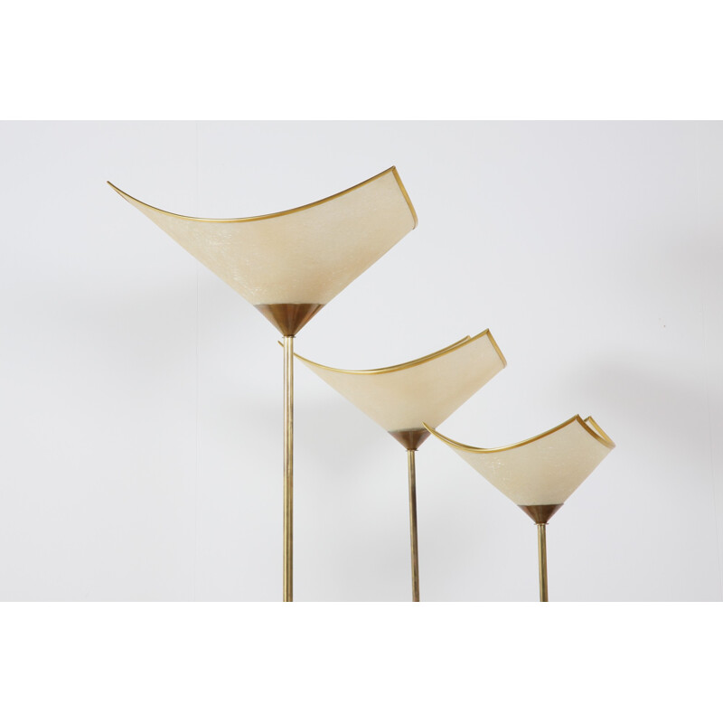 Set of 3 Produzione Ricerca Design floor lamps in fiberglass and marble - 1970s