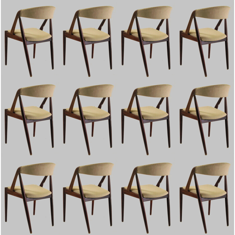 Ensemble de douze chaises de salle à manger en teck Kai Kristiansen, Inc. Reupholstery
