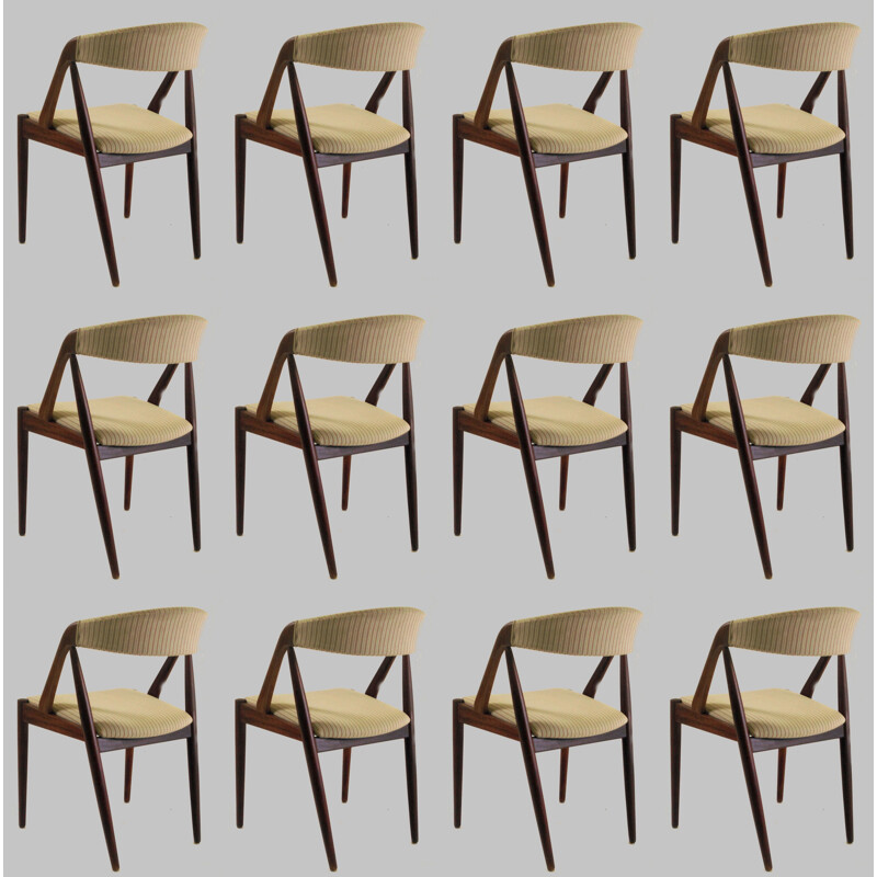 Set of Twelve vintage Kai Kristiansen Teak Dining Chairs, Inc. Reupholstery