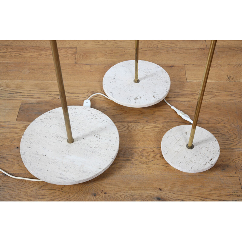 Set of 3 Produzione Ricerca Design floor lamps in fiberglass and marble - 1970s