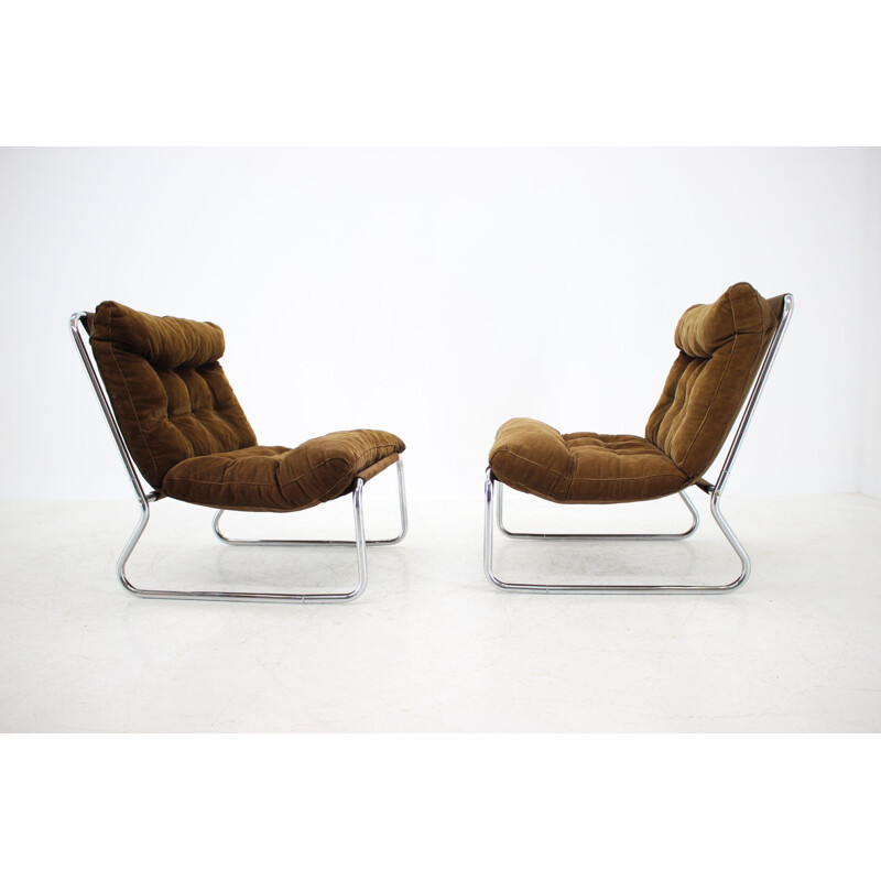 Paire de fauteuils de salon chromées vintage, 1960