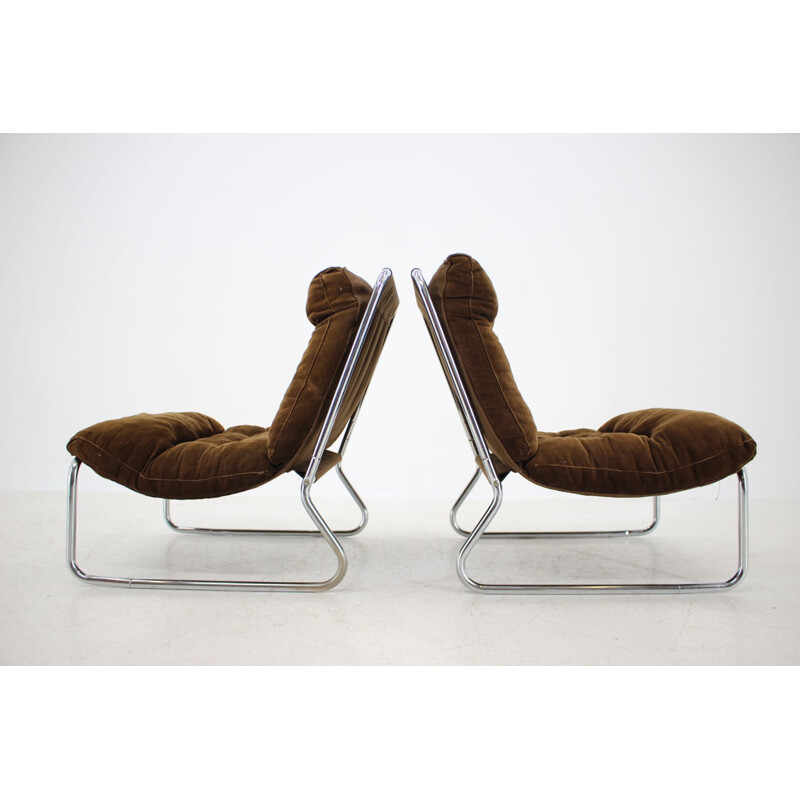 Pair of vintage Lounge Chrome Chairs, 1960