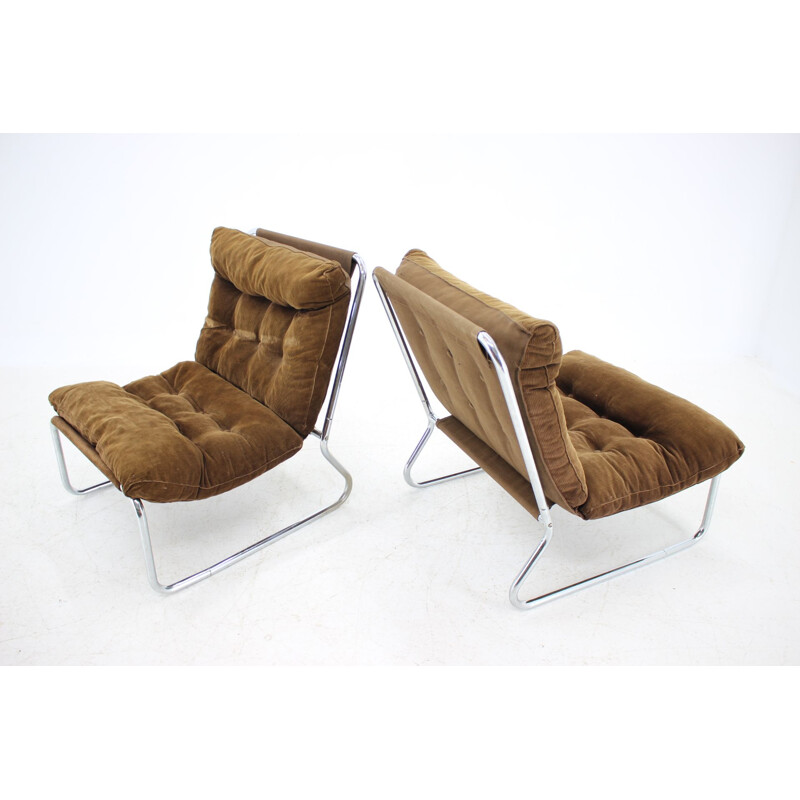 Pair of vintage Lounge Chrome Chairs, 1960