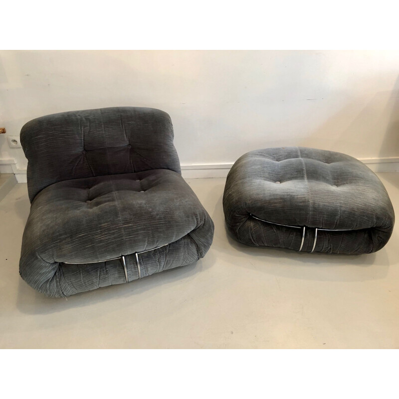 Vintage armchair and ottoman Soriana by Afra & Tobia Scarpa Ed. Cassina 1970