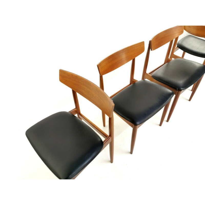Ensemble de 4 chaises de salle à manger danoises Kofod Larsen Teak G Plan 1960