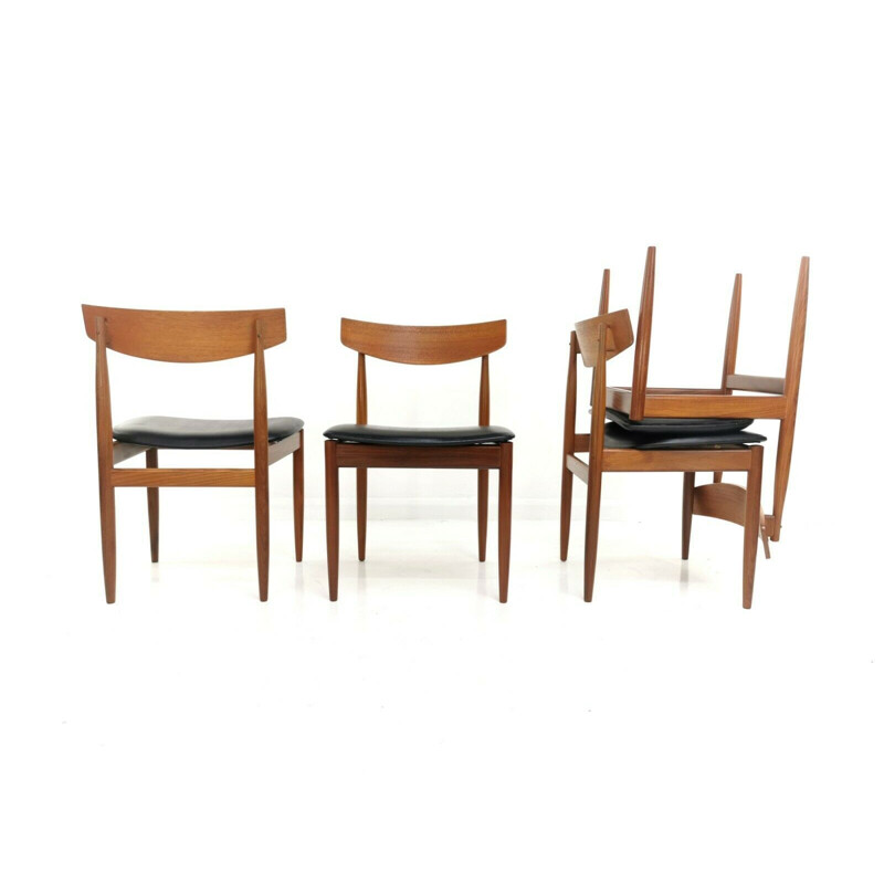Ensemble de 4 chaises de salle à manger danoises Kofod Larsen Teak G Plan 1960