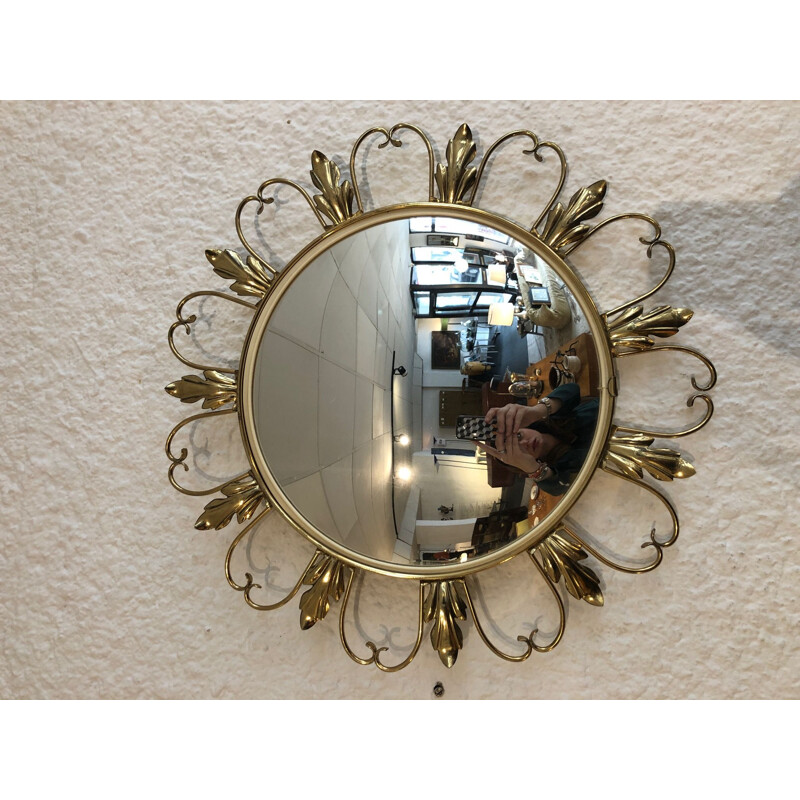 Vintage brass witch mirror 1960 