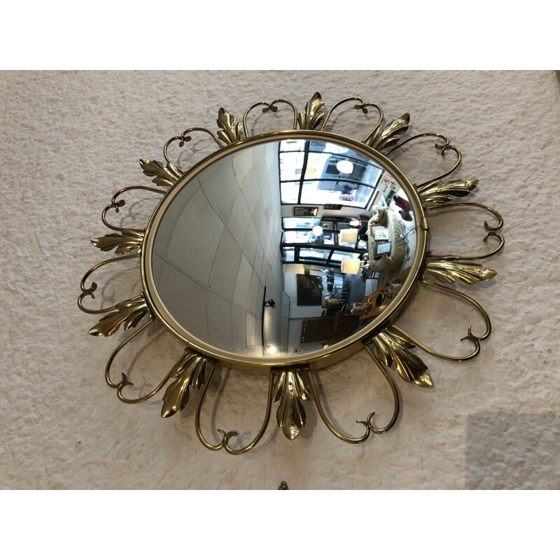Vintage brass witch mirror 1960 
