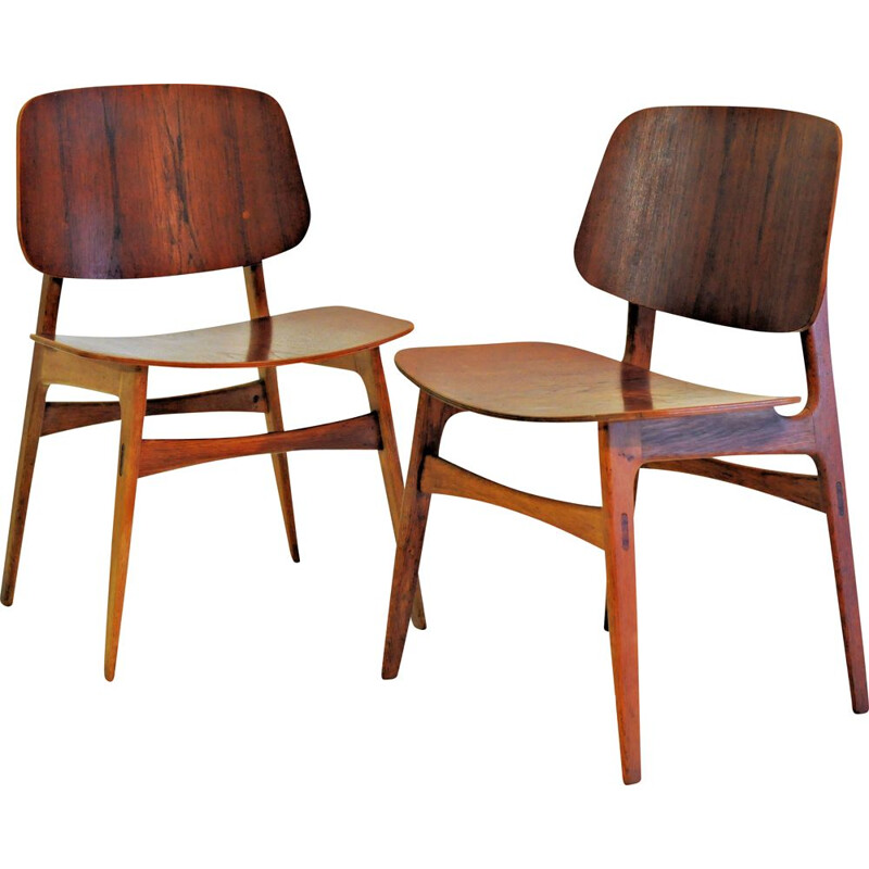 Set van twee vintage Borge Mogensen stoelen in eiken en teakhout