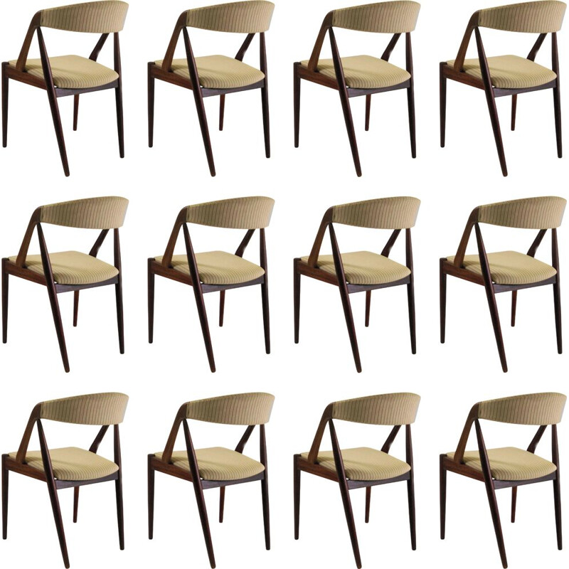 Ensemble de douze chaises de salle à manger en teck Kai Kristiansen, Inc. Reupholstery