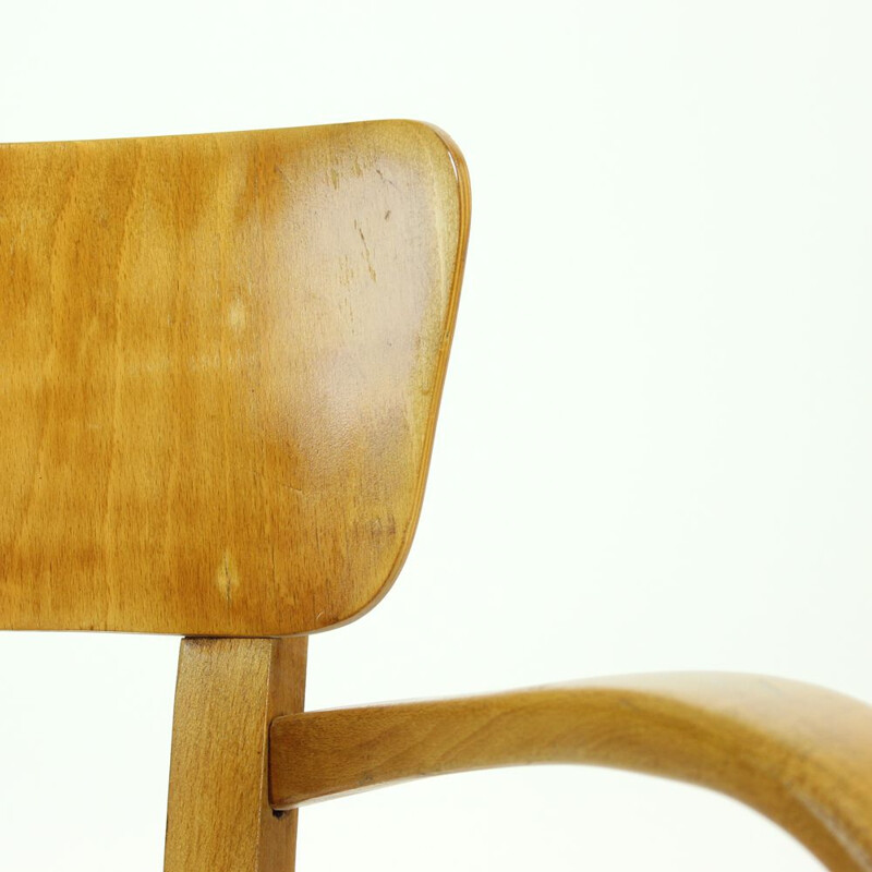Vintage Thonet Design Office Chair With Armrests By Tatra, Czechoslovakia 1950