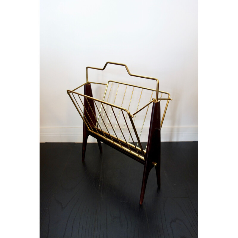 Vintage folding magazine rack by Cesare Lacca Italy 1950