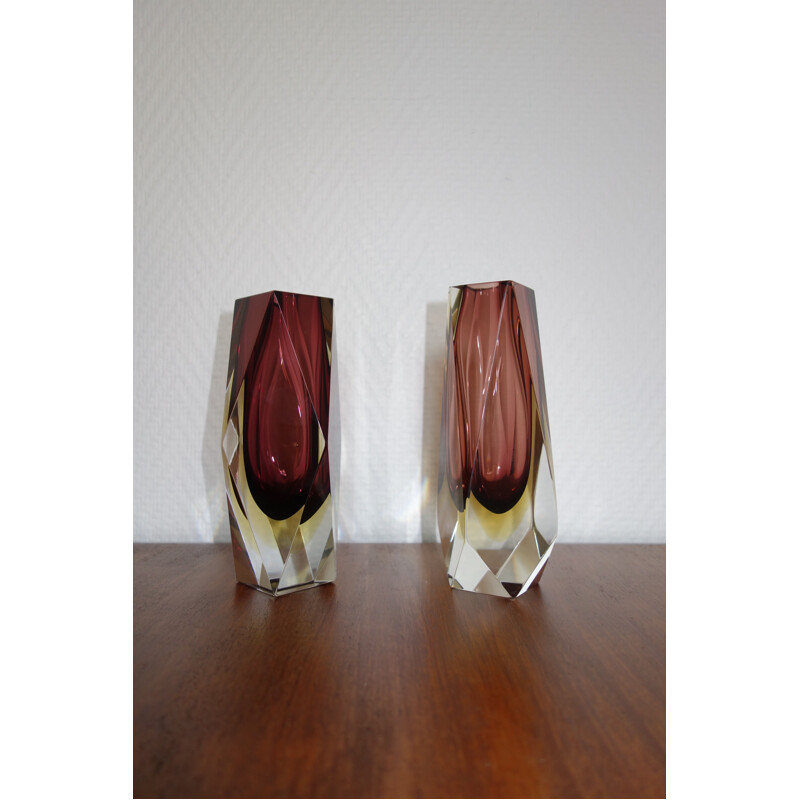 Sommerso Murano series of vases & pouches, 1950